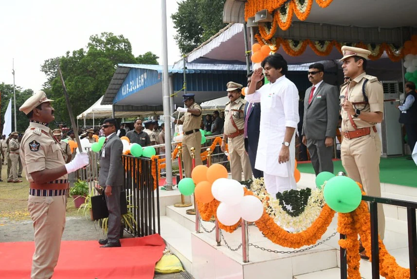 Pawan Kalyan Participated in Independence Day Celebrations at Kakinada