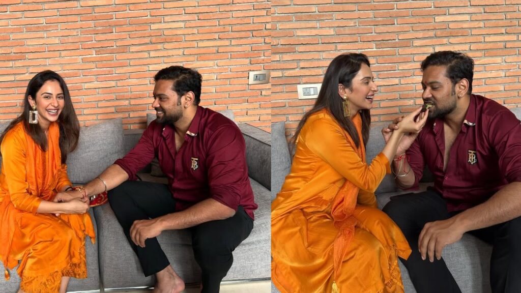 Rakul Preet Singh Tie Rakhi to her Brother Aman