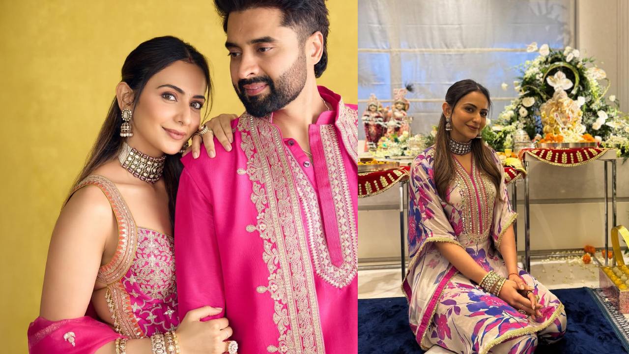 Rakul Preet Singh : రకుల్ ప్రీత్ సింగ్ వినాయక చవితి సెలబ్రేషన్స్.. భర్తతో స్పెషల్ ఫొటోలు..