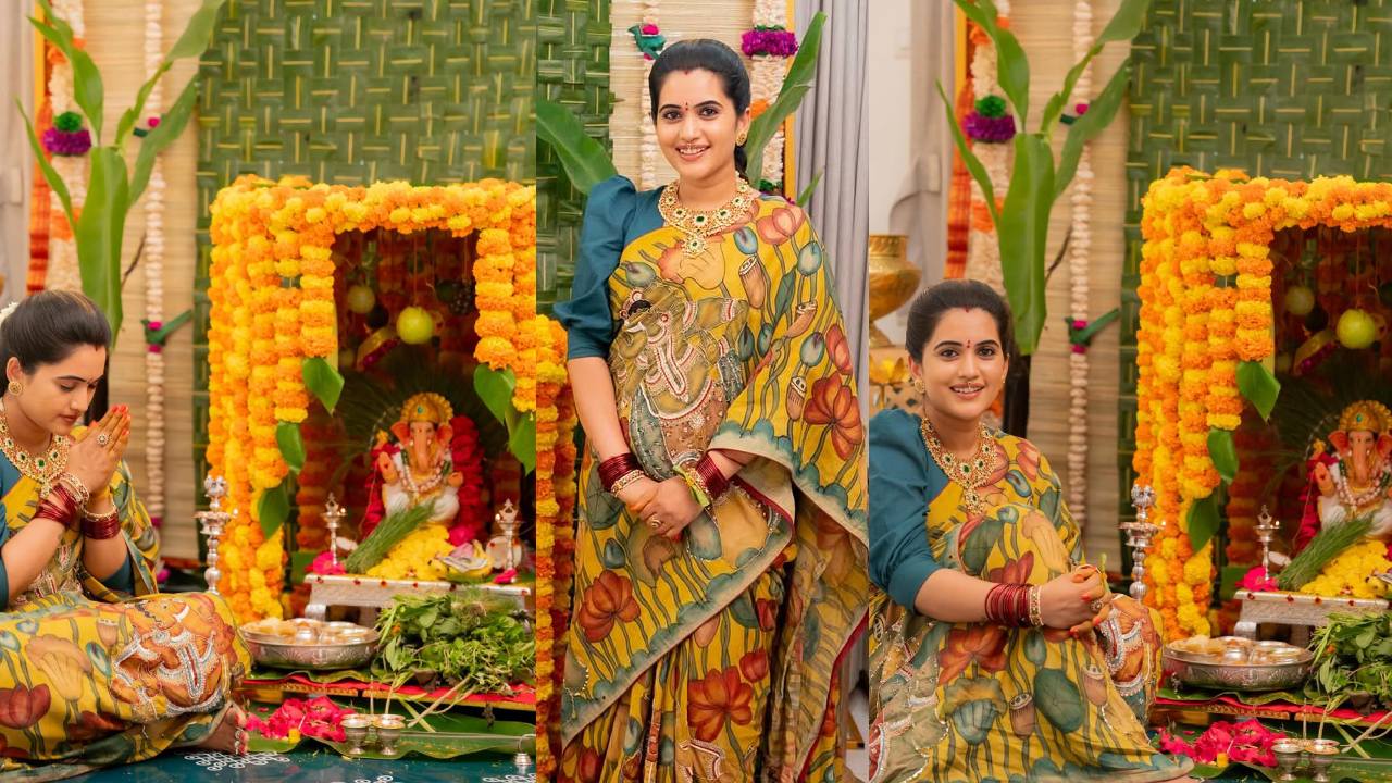 Sravanthi Chokarapu : యాంకర్ స్రవంతి వినాయక చవితి సెలబ్రేషన్స్.. ఫొటోలు..