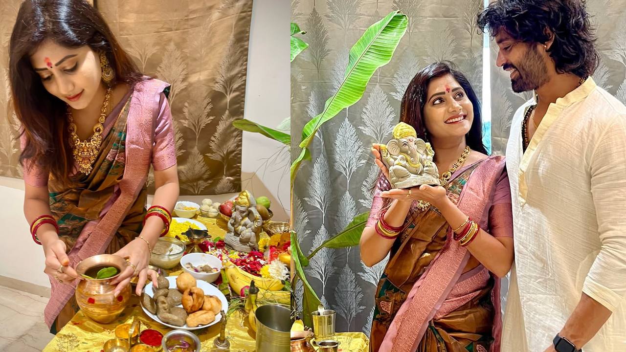 Vasanthi Krishnan : భర్తతో కలిసి బిగ్ బాస్ వాసంతి వినాయక చవితి సెలబ్రేషన్స్.. ఫొటోలు..