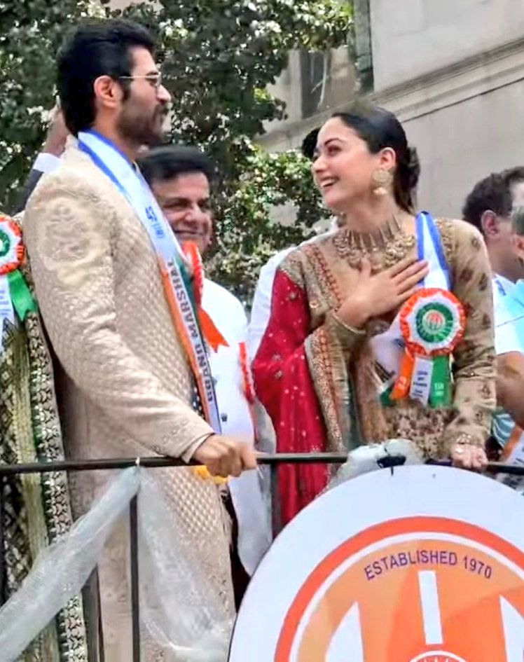 Vijay Deverakonda and Rashmika Mandanna honored as Grand Marshals at the 43rd India Day Parade in New York City