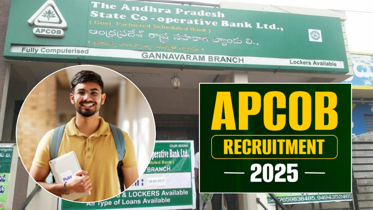 APCOB Recruitment: డిగ్రీ అర్హతతో ఏపీ కోఆపరేటివ్ బ్యాంక్లో జాబ్స్.. నెలకు రూ.85 వేల జీతం.. దరఖాస్తు వివరాలు మీకోసం APCOB Recruitment: డిగ్రీ అర్హతతో ఏపీ కోఆపరేటివ్ బ్యాంక్లో జాబ్స్.. నెలకు రూ.85 వేల జీతం.. దరఖాస్తు వివరాలు మీకోసం