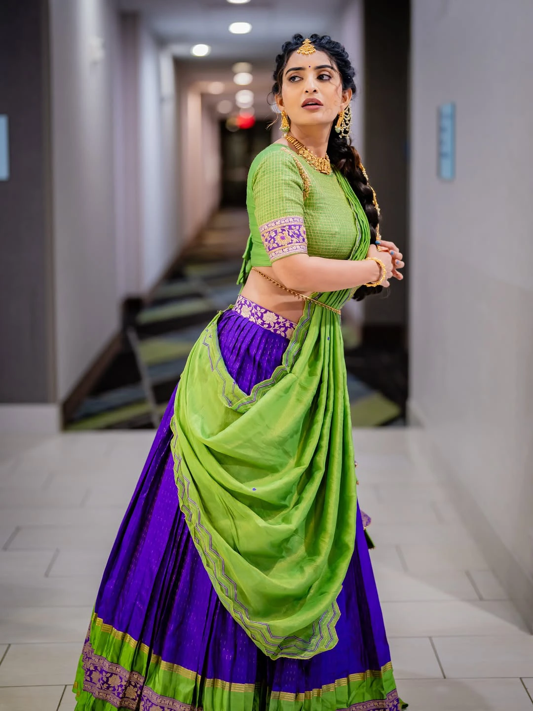 Ananya Nagalla Shines in Traditional Dress for Bathukamma