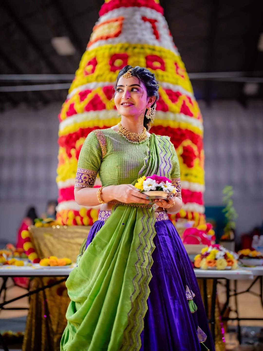 Ananya Nagalla Shines in Traditional Dress for Bathukamma