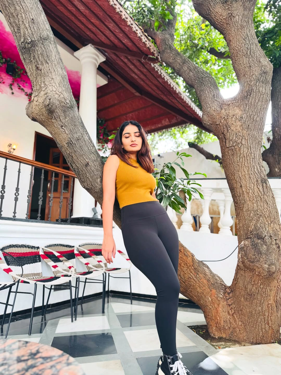 Ananya nagalla Enjoying Restaurant Ambiance