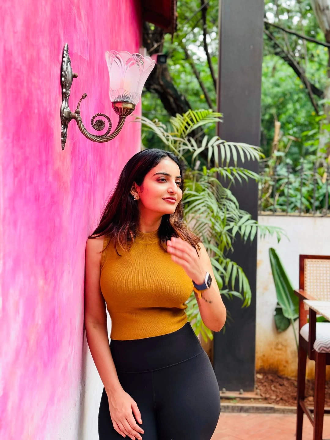 Ananya nagalla Enjoying Restaurant Ambiance