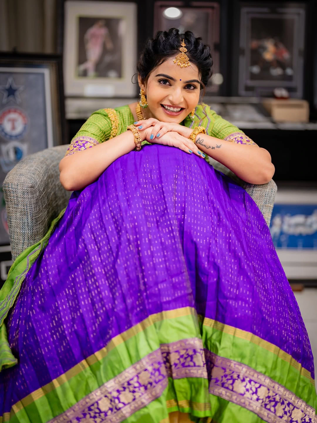 Ananya Nagalla Shines in Traditional Dress for Bathukamma