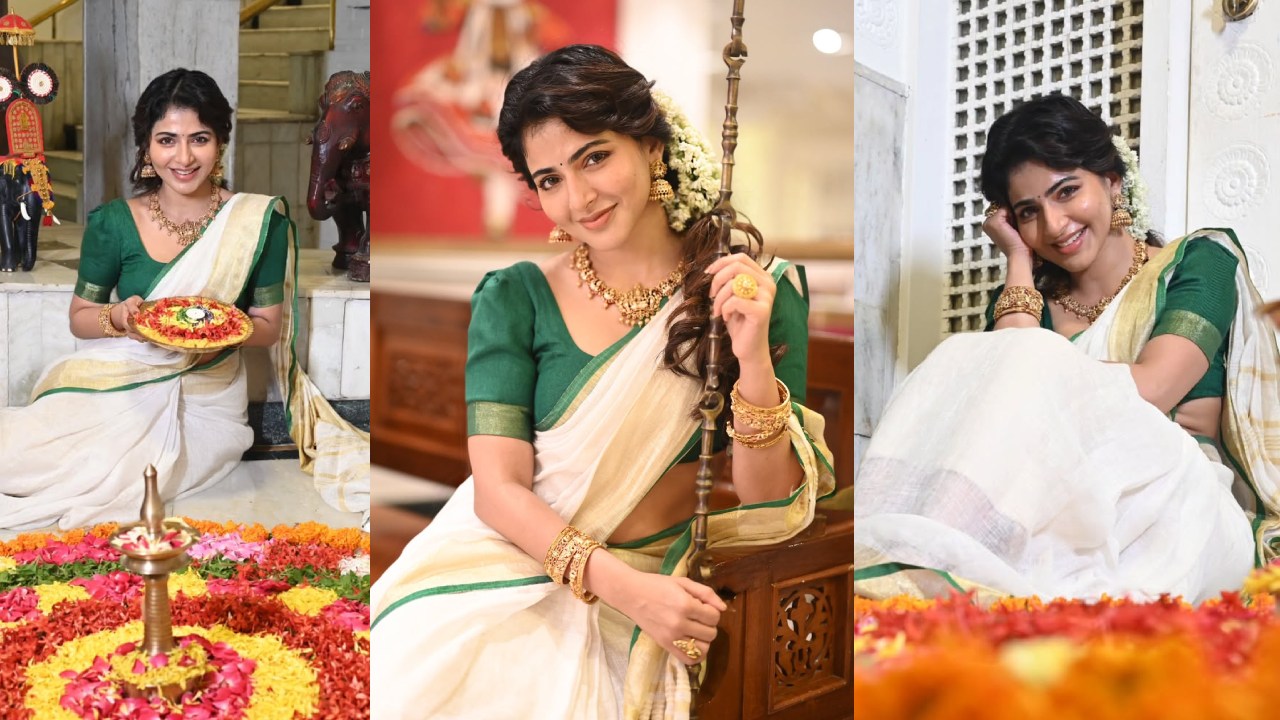 Iswarya Menon : ఓనం స్పెషల్.. చీరకట్టులో క్యూట్ గా ఐశ్వర్య మీనన్.. ఫొటోలు..