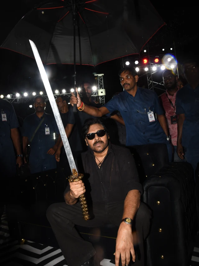 Pawan Kalyan Poses with Katana in OG Pre Release Event