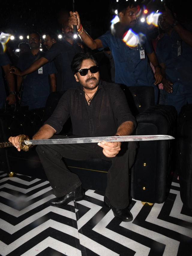 Pawan Kalyan Poses with Katana in OG Pre Release Event