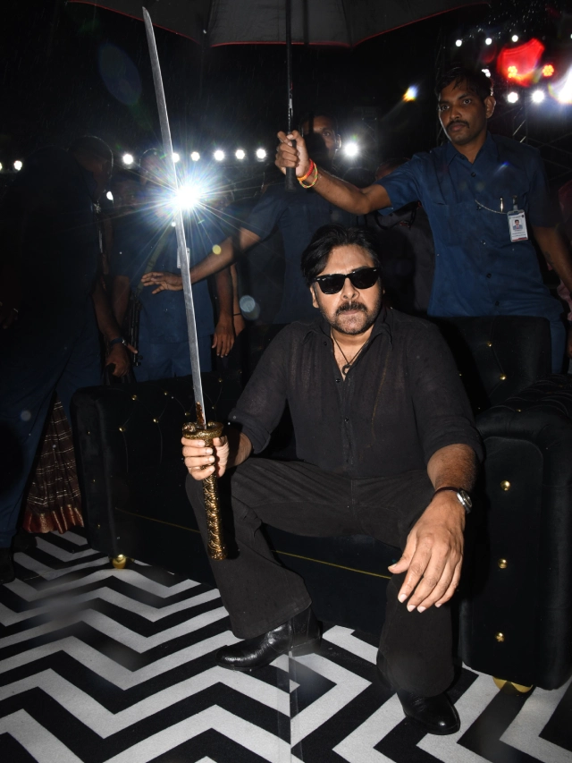 Pawan Kalyan Poses with Katana in OG Pre Release Event