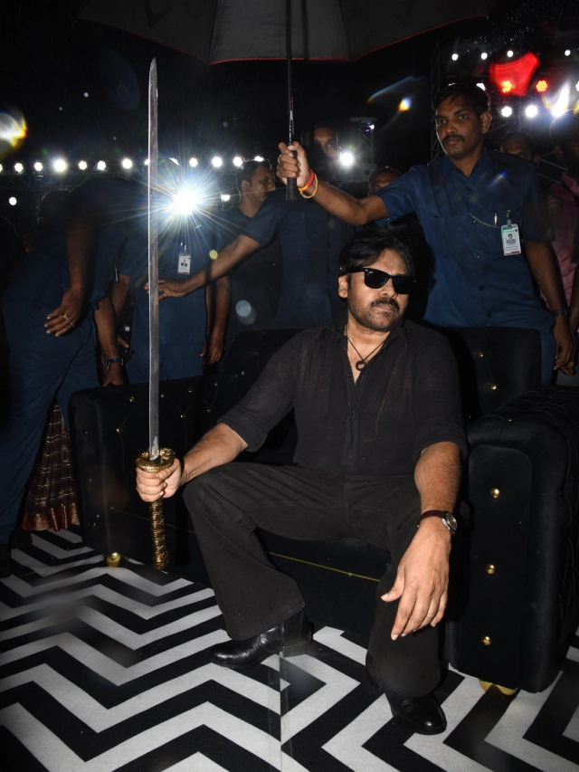Pawan Kalyan Poses with Katana in OG Pre Release Event