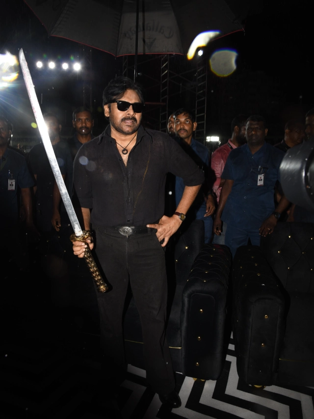 Pawan Kalyan Poses with Katana in OG Pre Release Event