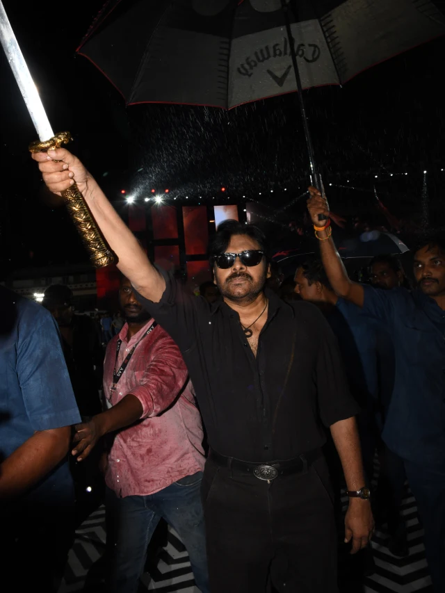 Pawan Kalyan Poses with Katana in OG Pre Release Event
