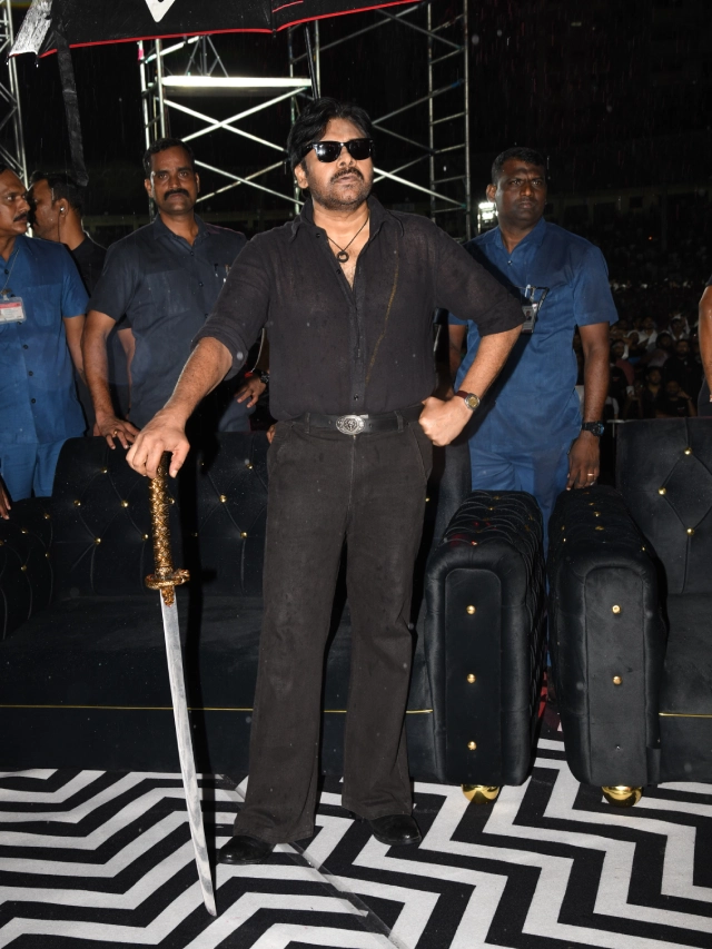 Pawan Kalyan Poses with Katana in OG Pre Release Event