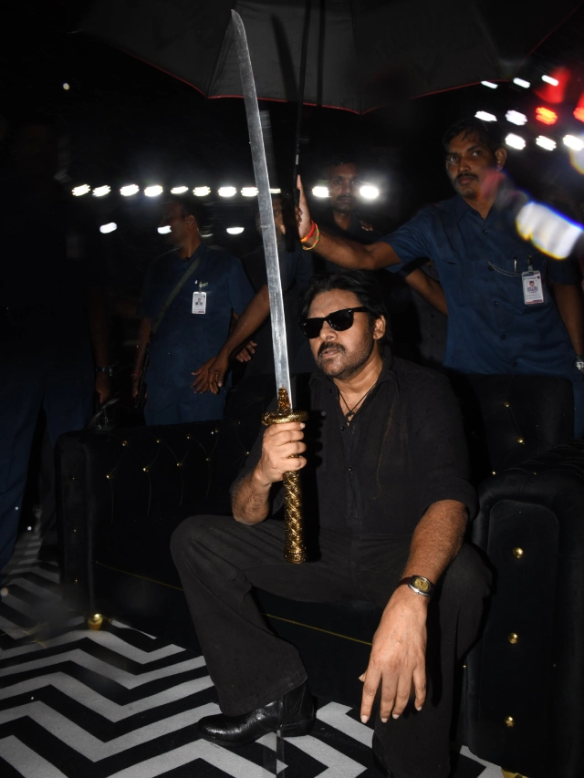 Pawan Kalyan Poses with Katana in OG Pre Release Event