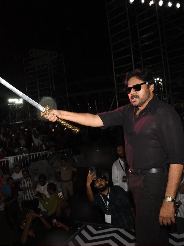 Pawan Kalyan Poses with Katana in OG Pre Release Event