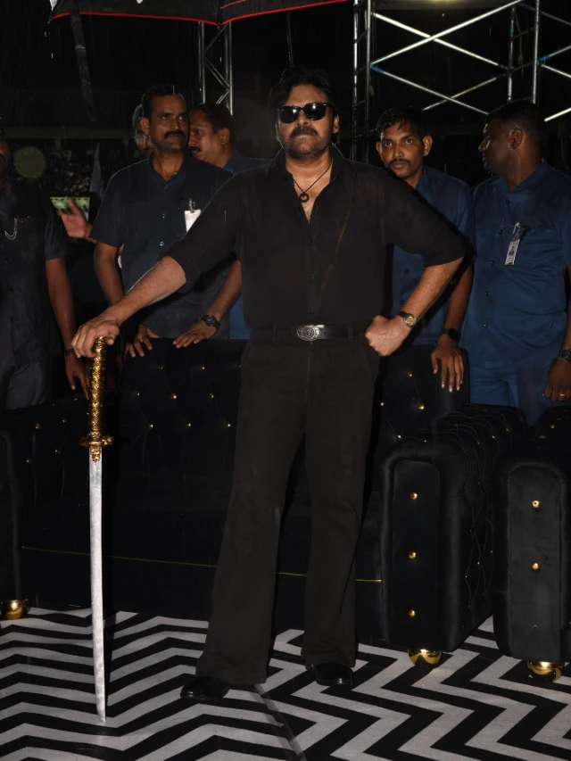 Pawan Kalyan Poses with Katana in OG Pre Release Event