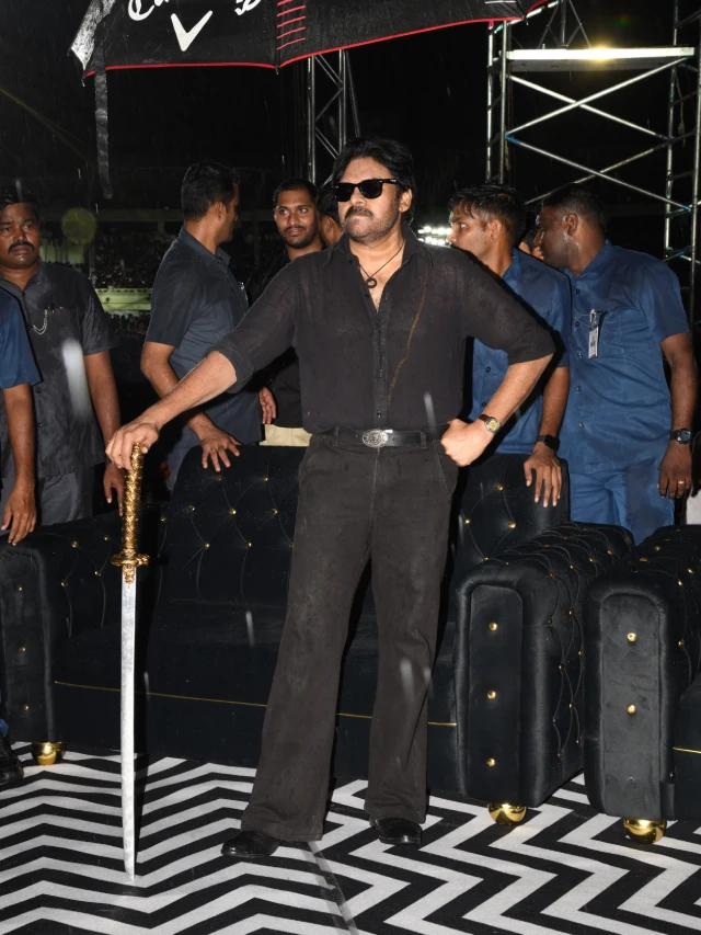 Pawan Kalyan Poses with Katana in OG Pre Release Event