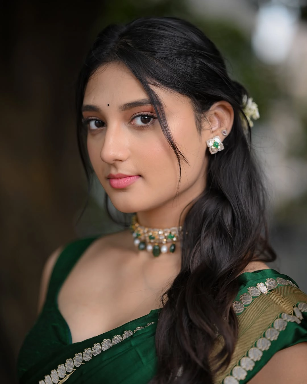 Ritika Nayak Cute Photos in Green Saree
