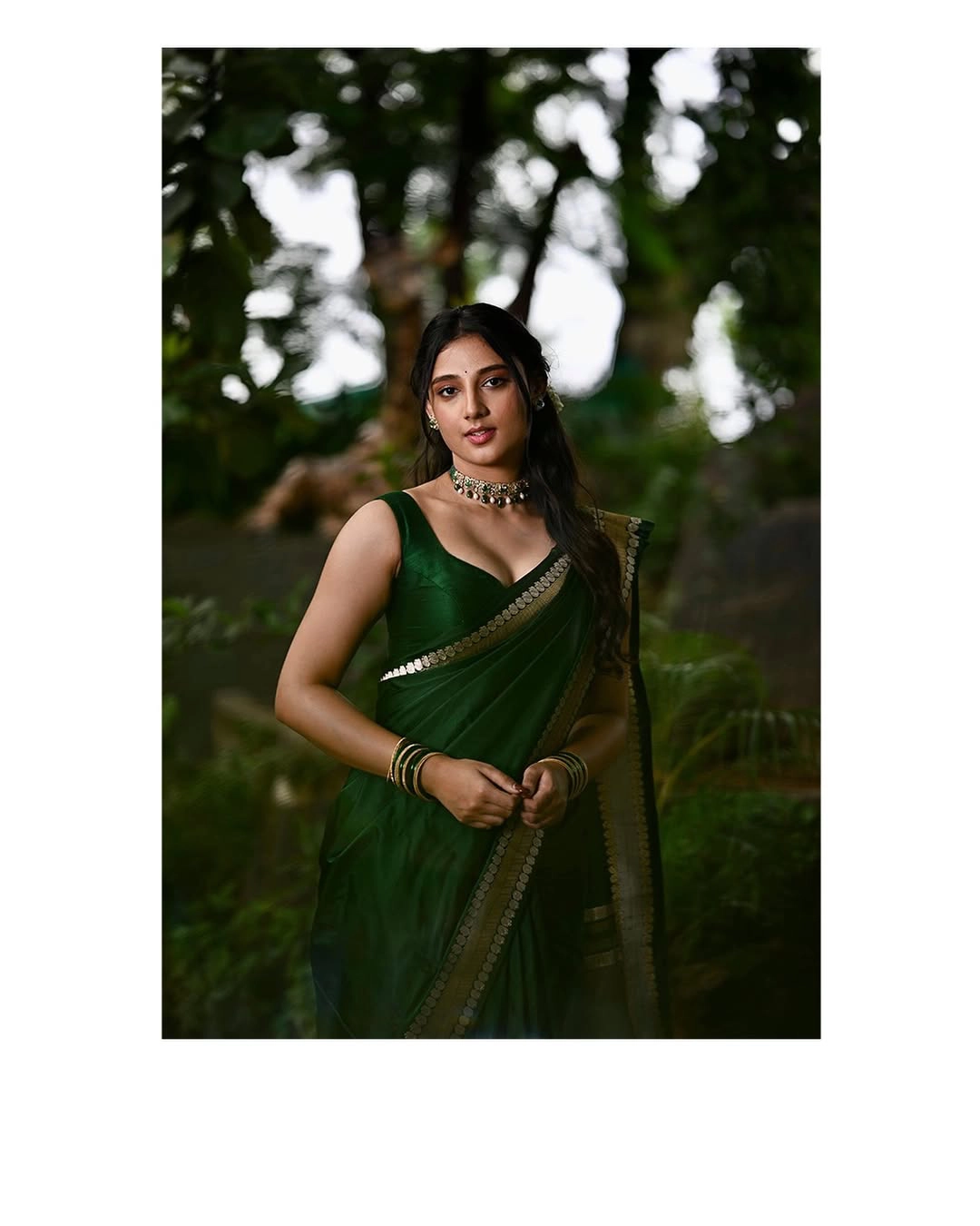 Ritika Nayak Cute Photos in Green Saree