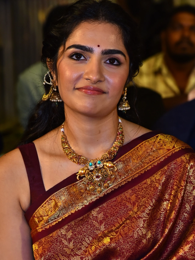 Rukmini Vasanth Cute Saree Photos from Kantara Chapter 1 Pre Release Event
