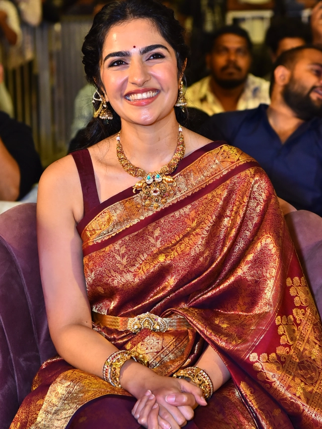 Rukmini Vasanth Cute Saree Photos from Kantara Chapter 1 Pre Release Event