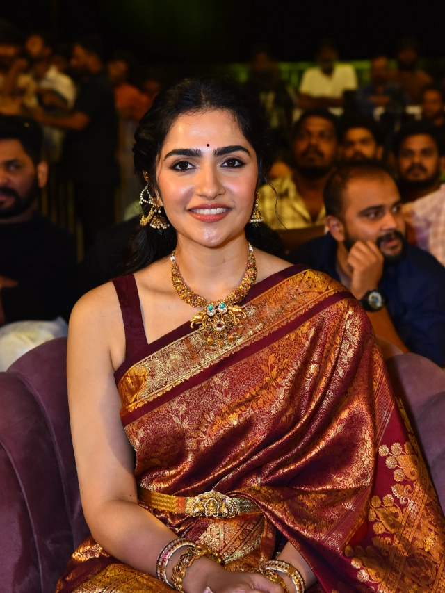 Rukmini Vasanth Cute Saree Photos from Kantara Chapter 1 Pre Release Event