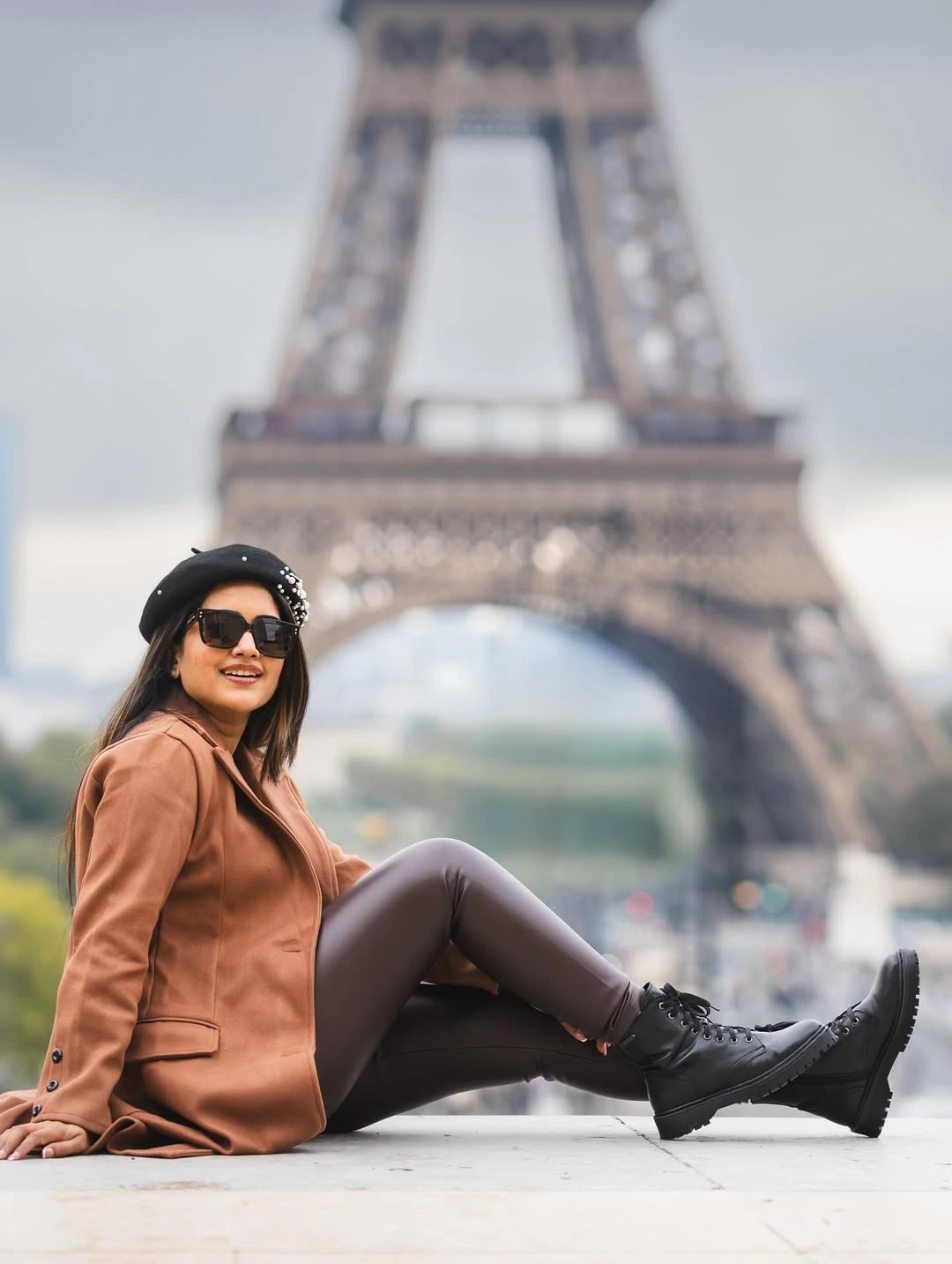 Sravanthi Chokarapu Stylish Poses at Eiffel Tower