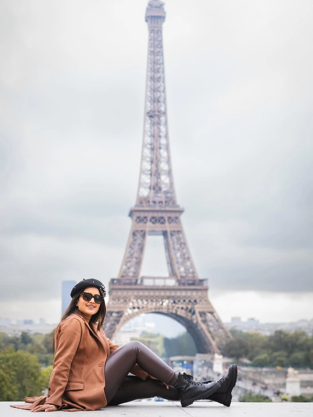 Sravanthi Chokarapu Stylish Poses at Eiffel Tower