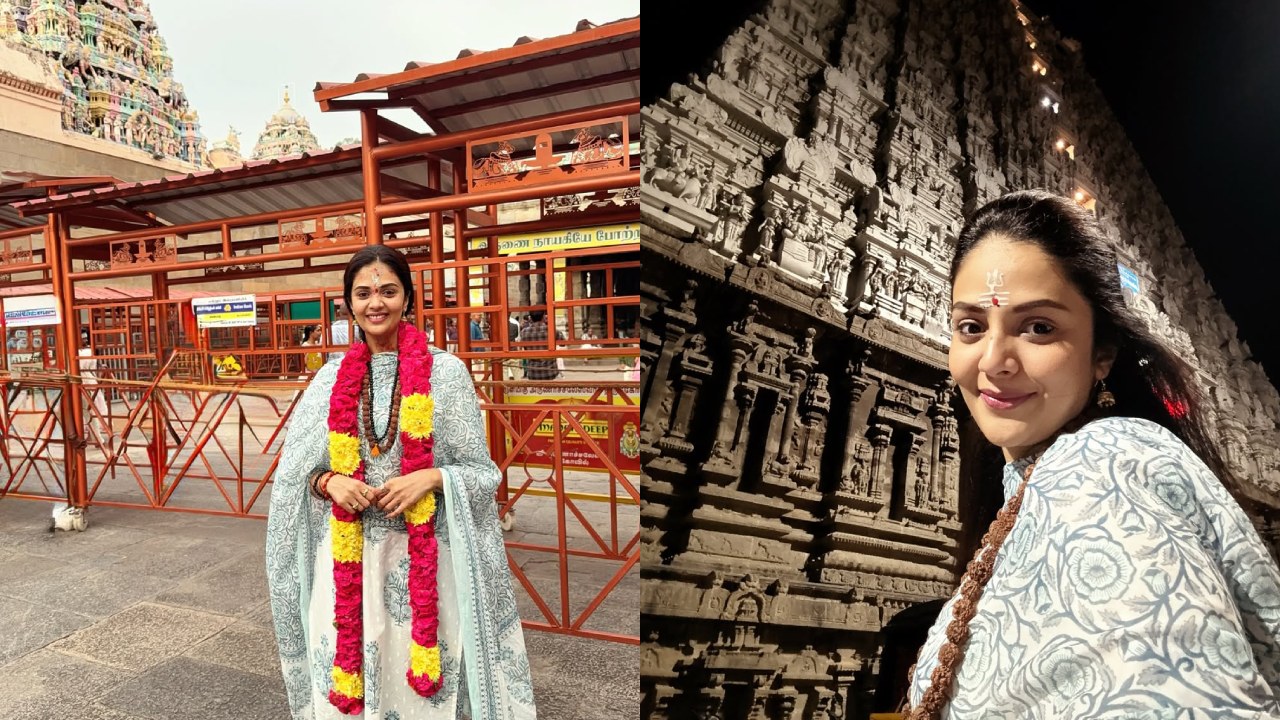 Anchor Sreemukhi : అరుణాచలం సందర్శించిన యాంకర్ శ్రీముఖి.. ఫొటోలు..