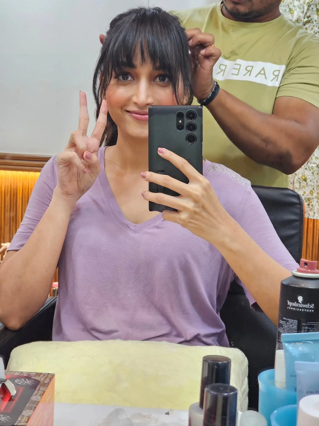 Srinidhi Shetty Cute Working Stills from Telusu Kada Movie