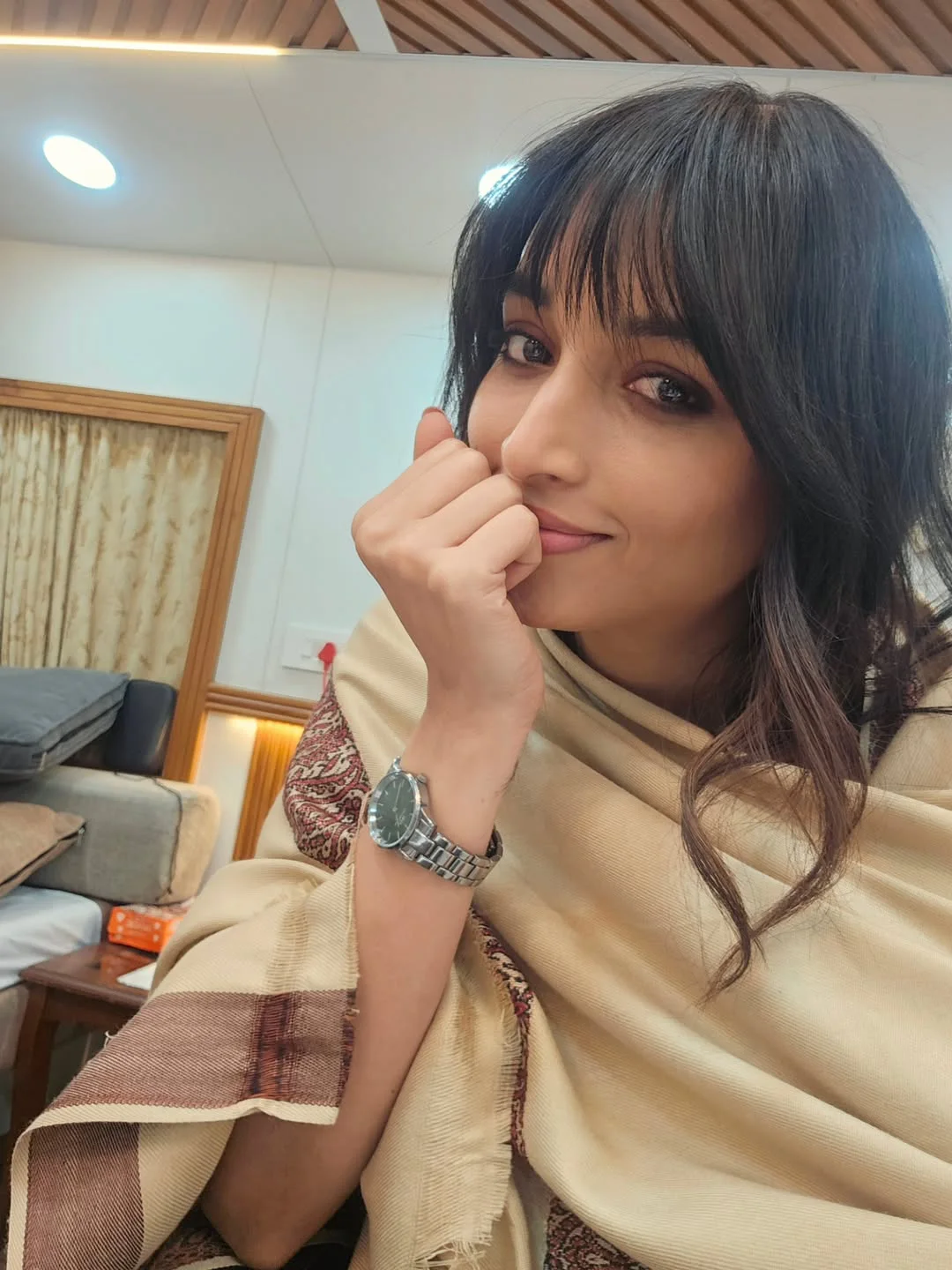 Srinidhi Shetty Cute Working Stills from Telusu Kada Movie