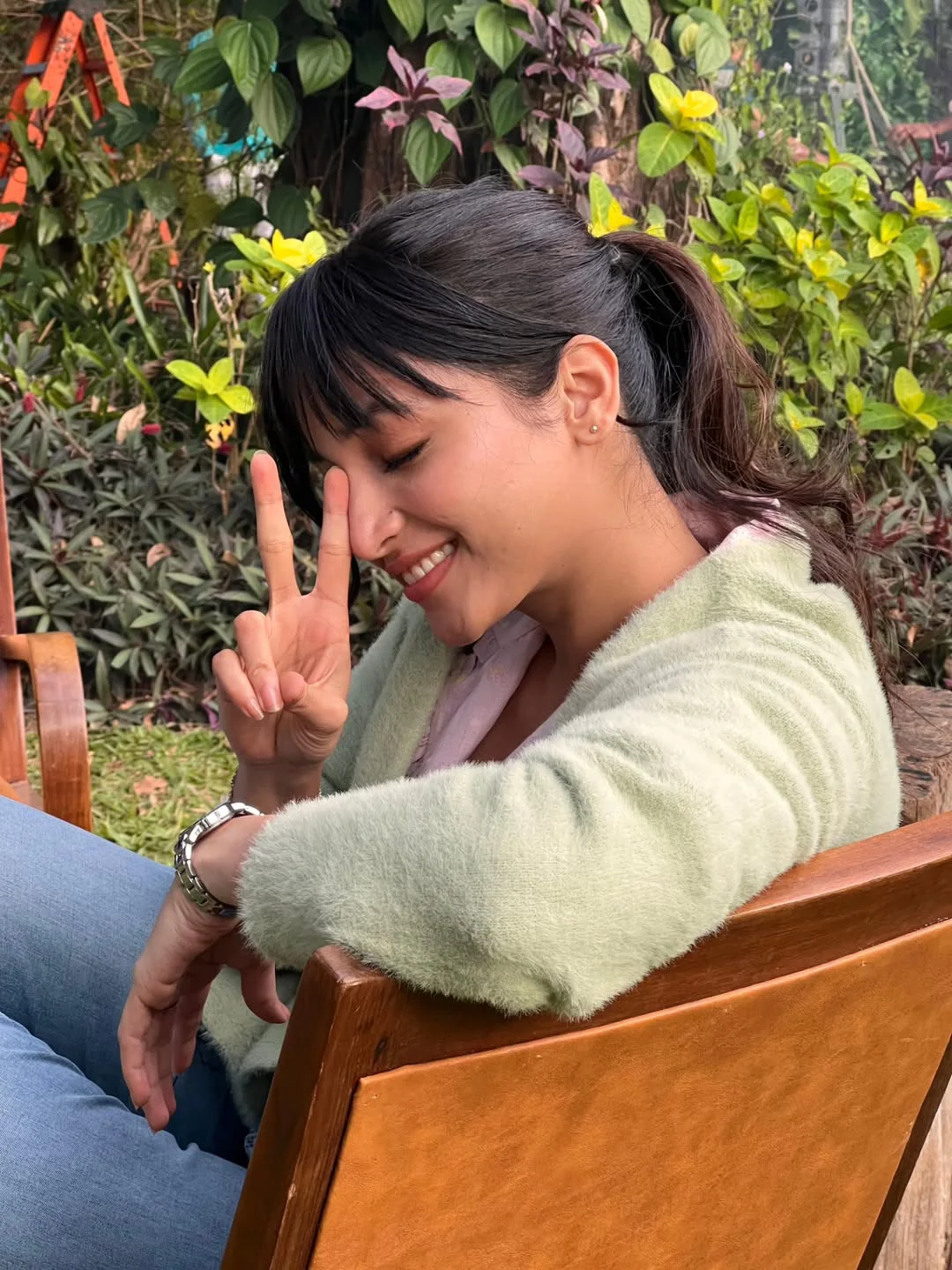 Srinidhi Shetty Cute Working Stills from Telusu Kada Movie