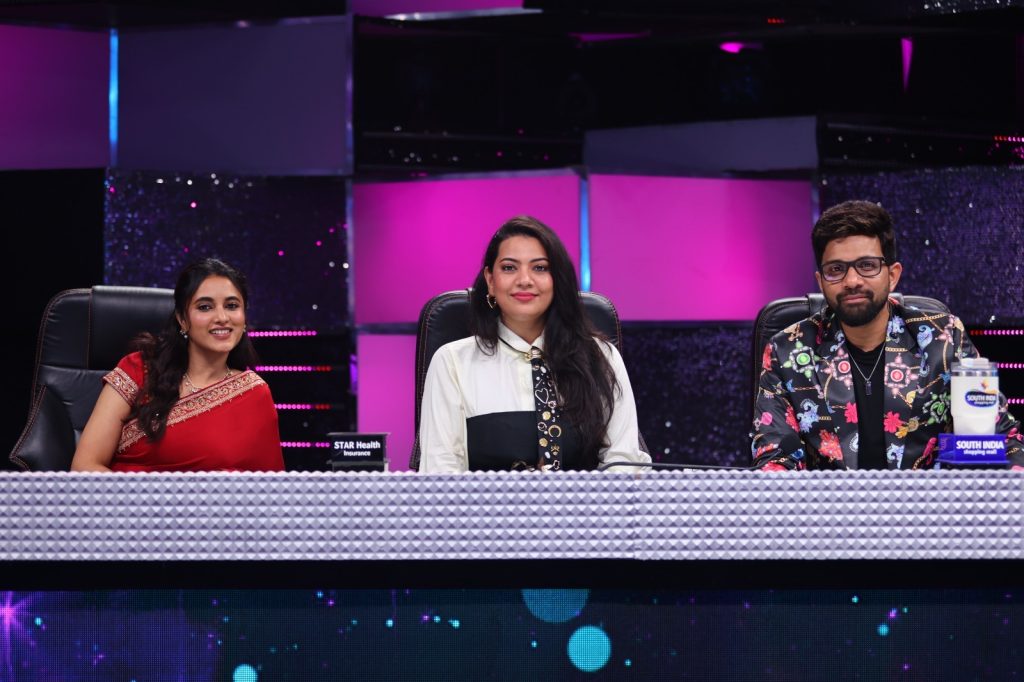 Priyanka Mohan Shines with OG Saree at Aha Telugu Indian Idol 