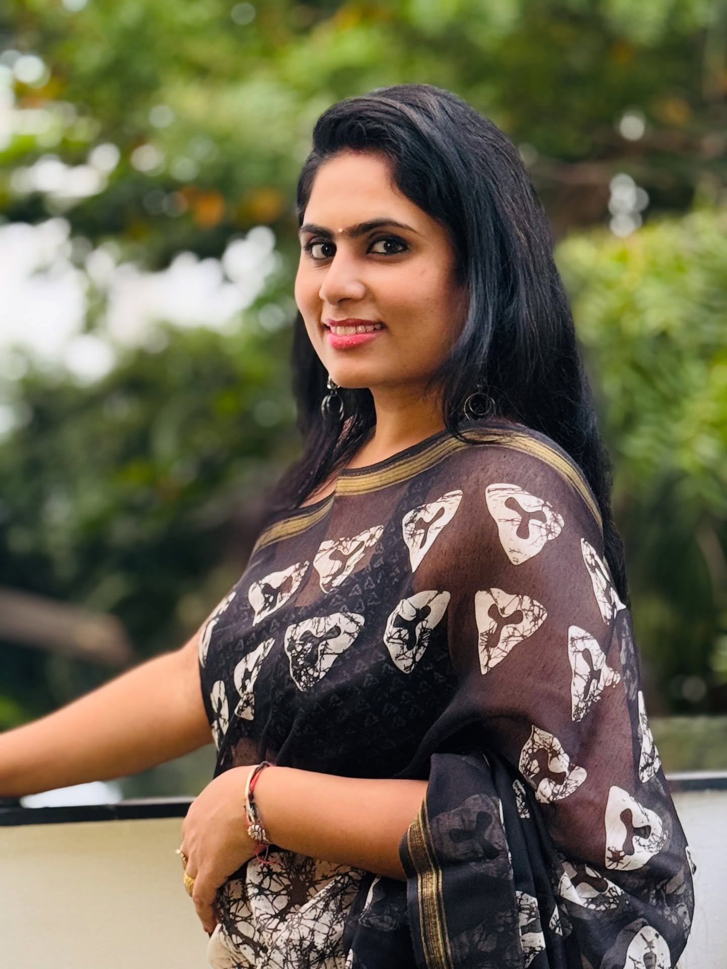 Dil Raju Wife Tejaswini Vygha Black Saree Photos