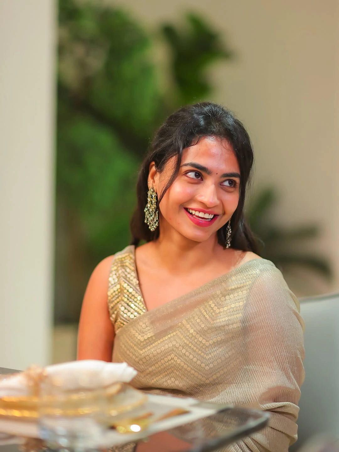 Alekhya Harika Shines in Saree on Dussehra Festival