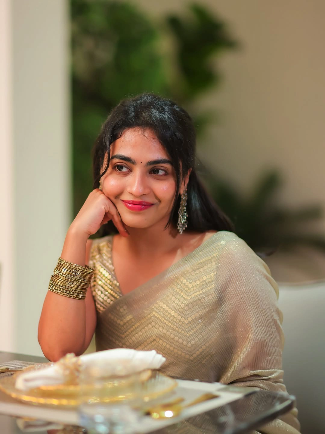 Alekhya Harika Shines in Saree on Dussehra Festival