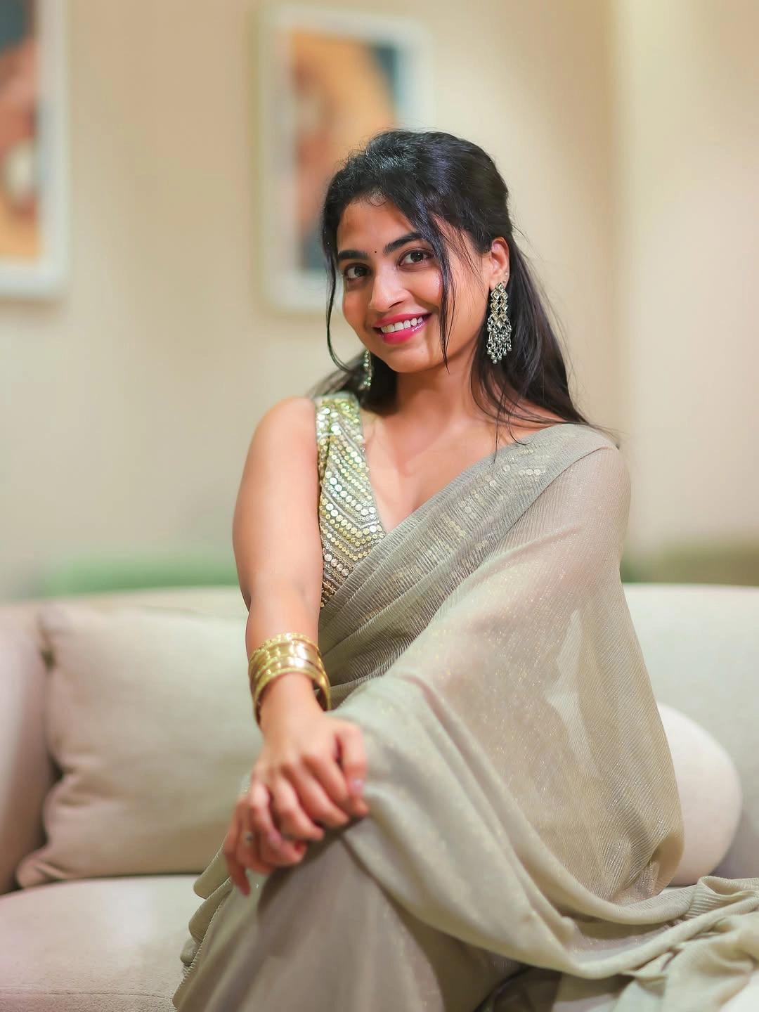 Alekhya Harika Shines in Saree on Dussehra Festival