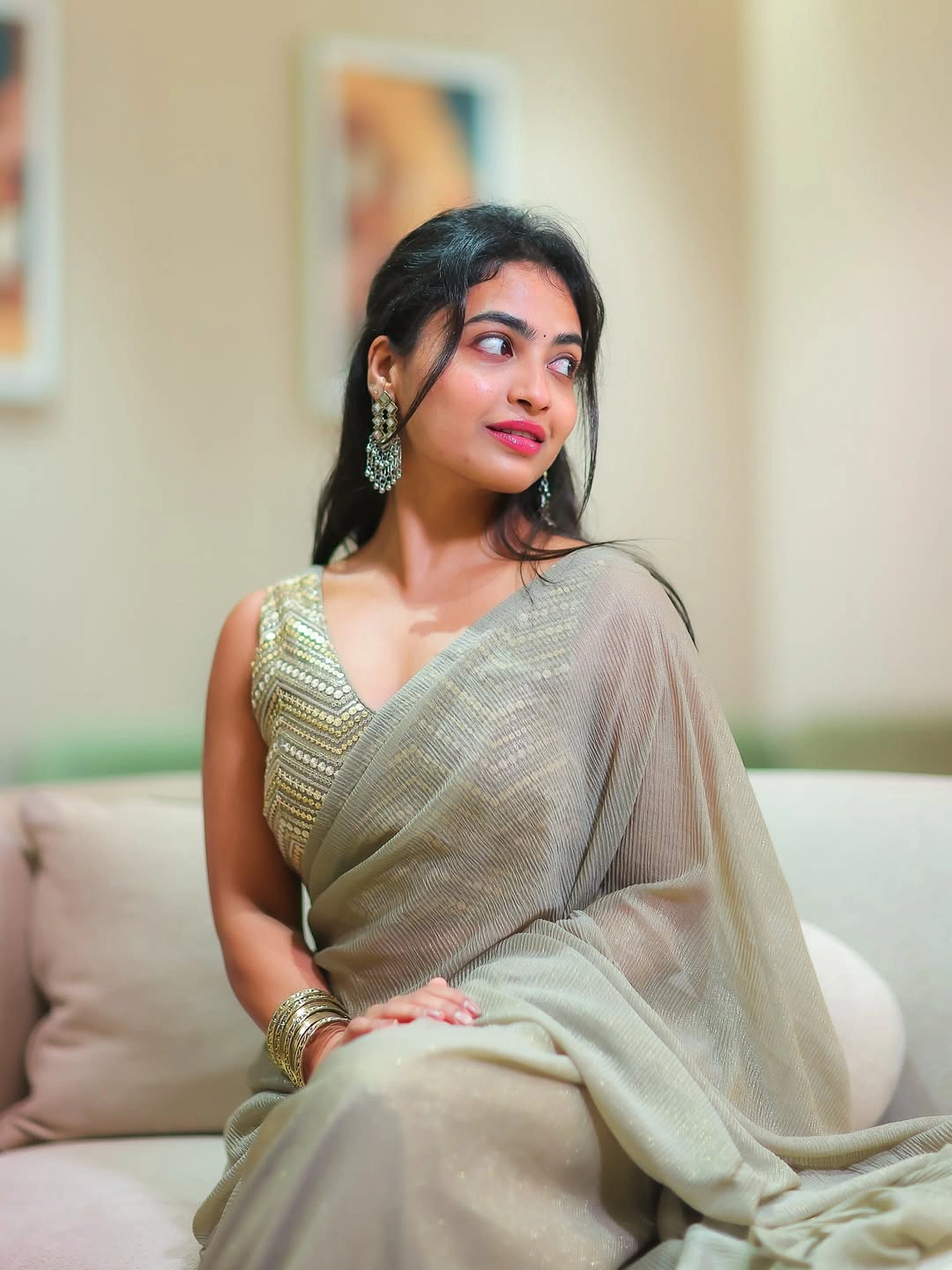Alekhya Harika Shines in Saree on Dussehra Festival