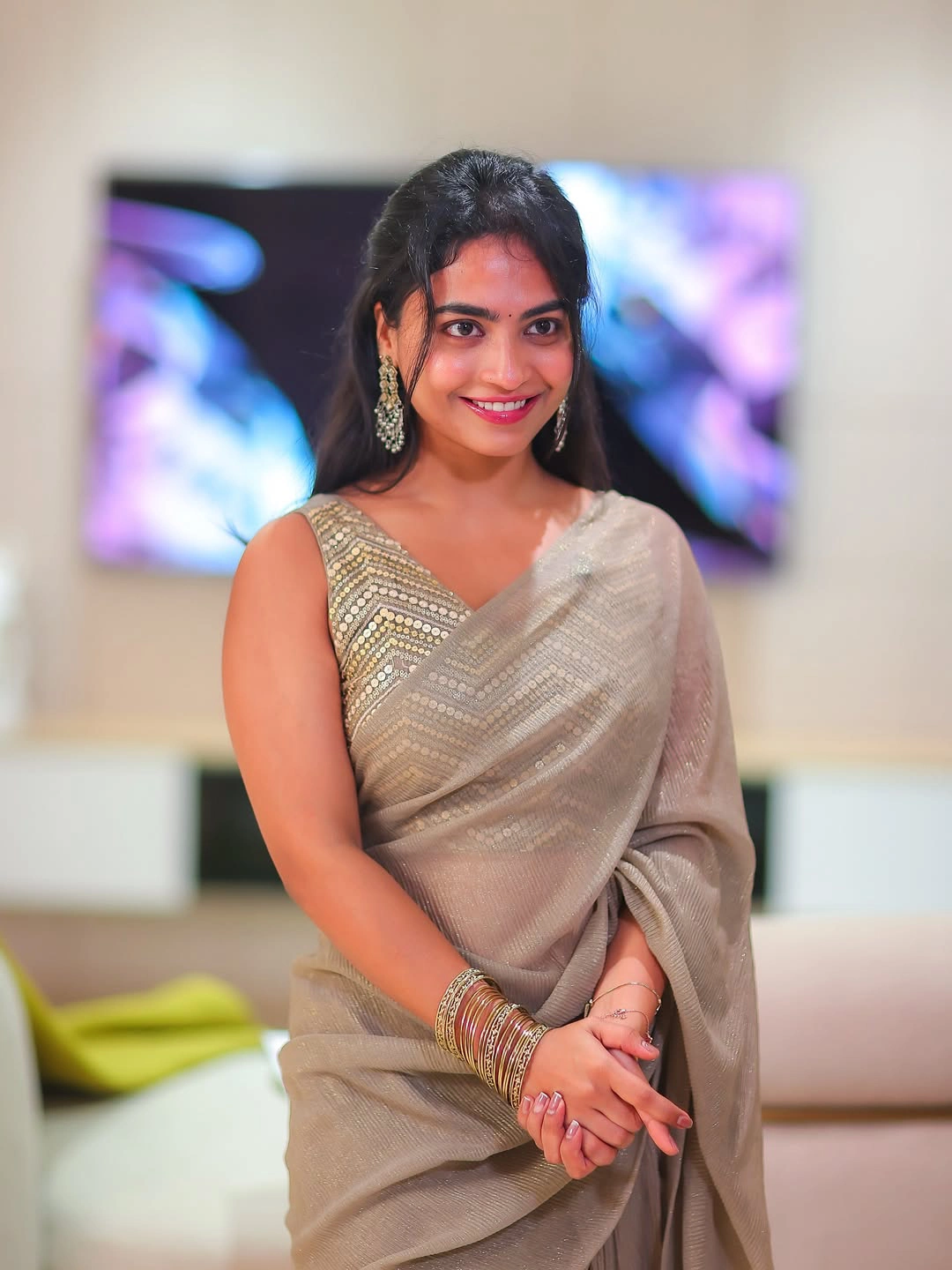 Alekhya Harika Shines in Saree on Dussehra Festival