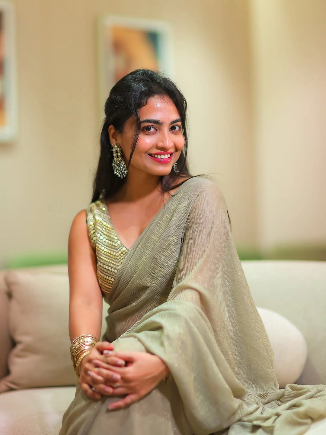 Alekhya Harika Shines in Saree on Dussehra Festival
