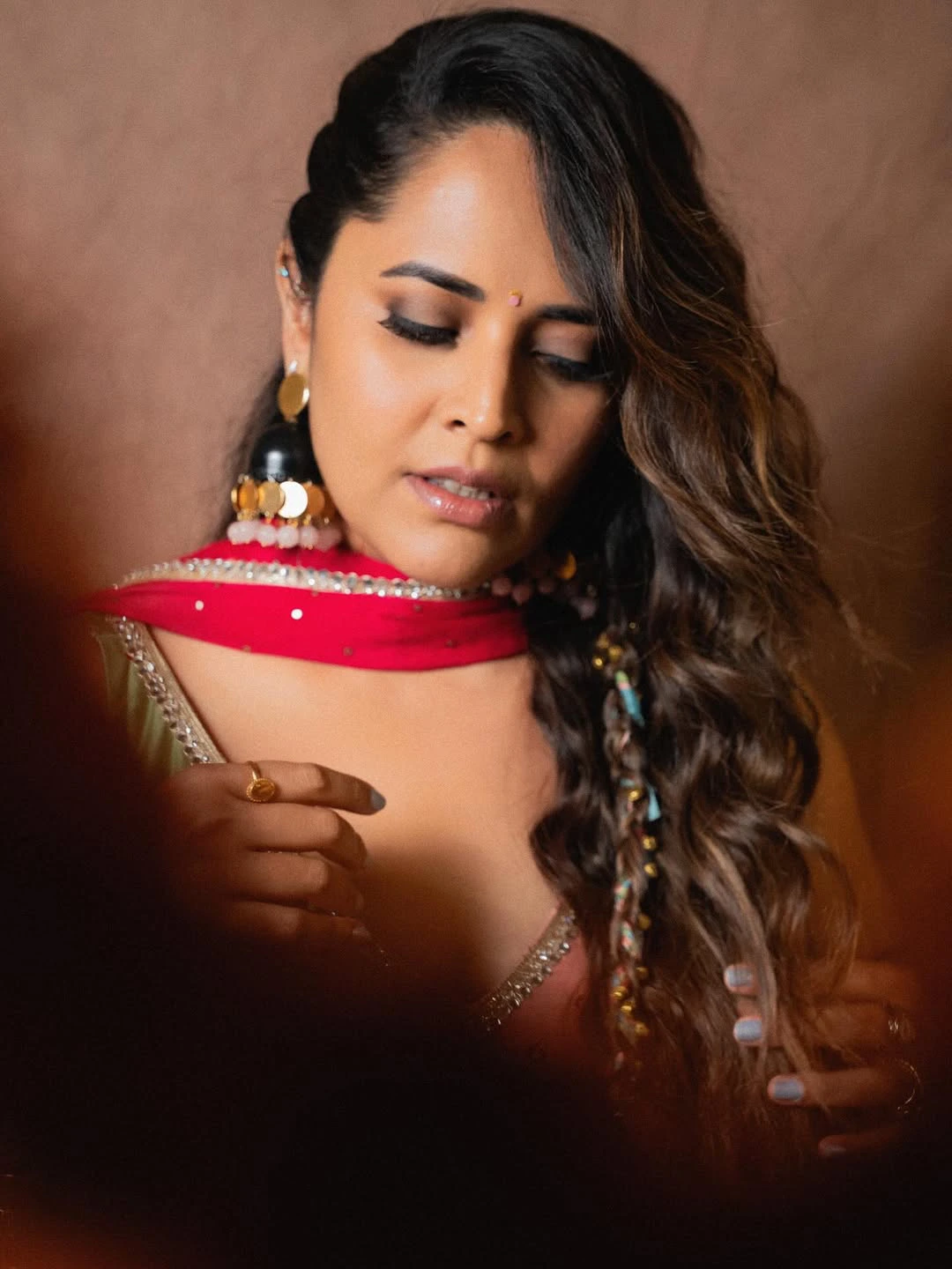 Anasuya Bharadwaj Cute Looks in Simple Lehenga Dress