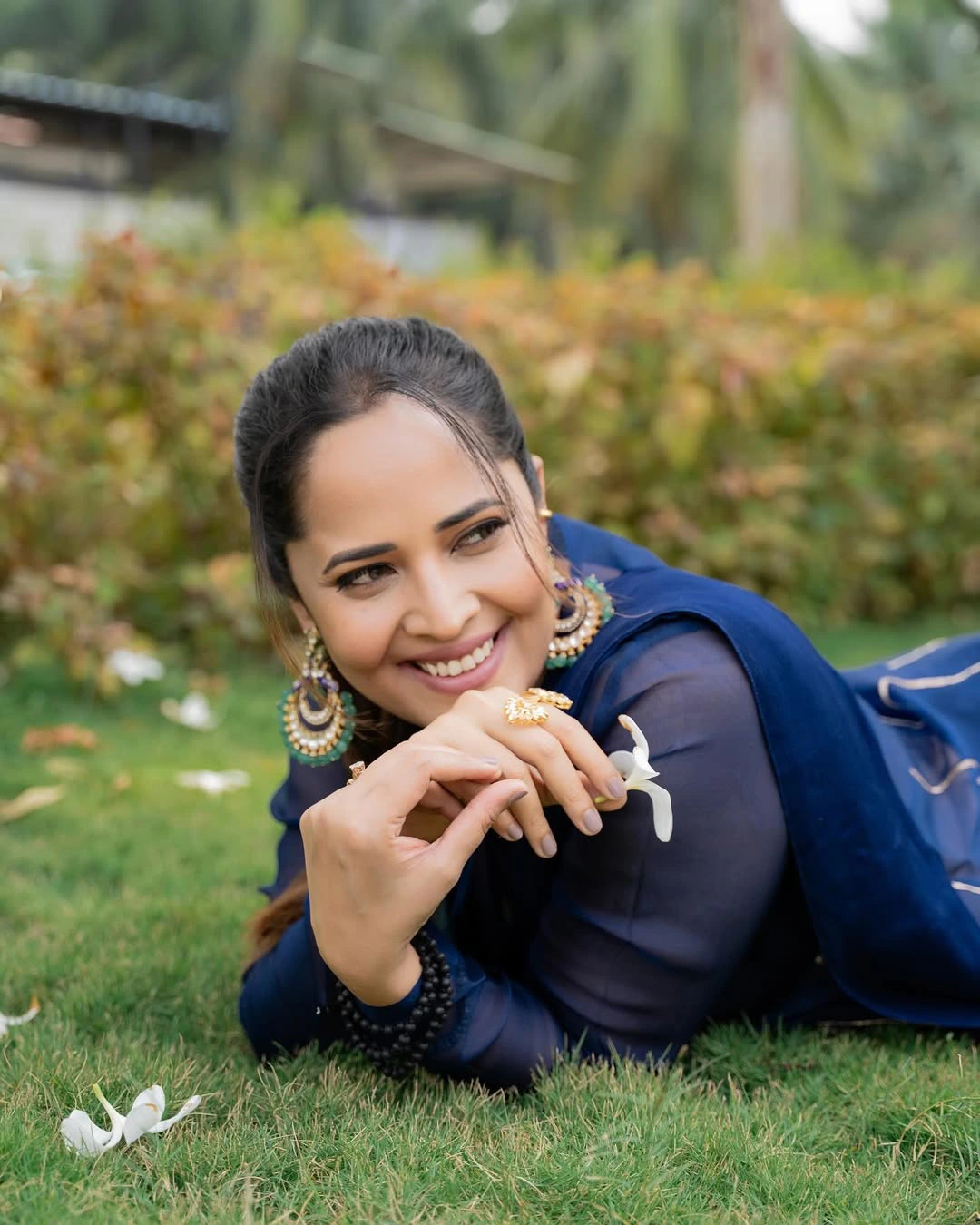 Anasuya Bharadwaj Stunning Looks in Blue Dress