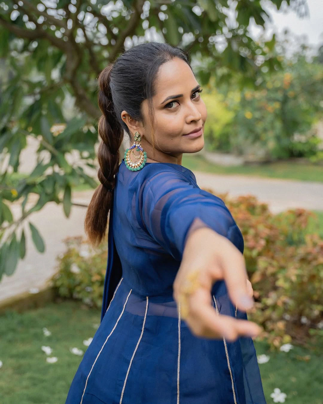 Anasuya Bharadwaj Stunning Looks in Blue Dress