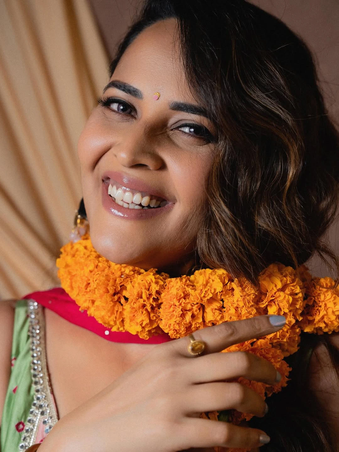 Anasuya Bharadwaj Cute Looks in Simple Punjabi Dress