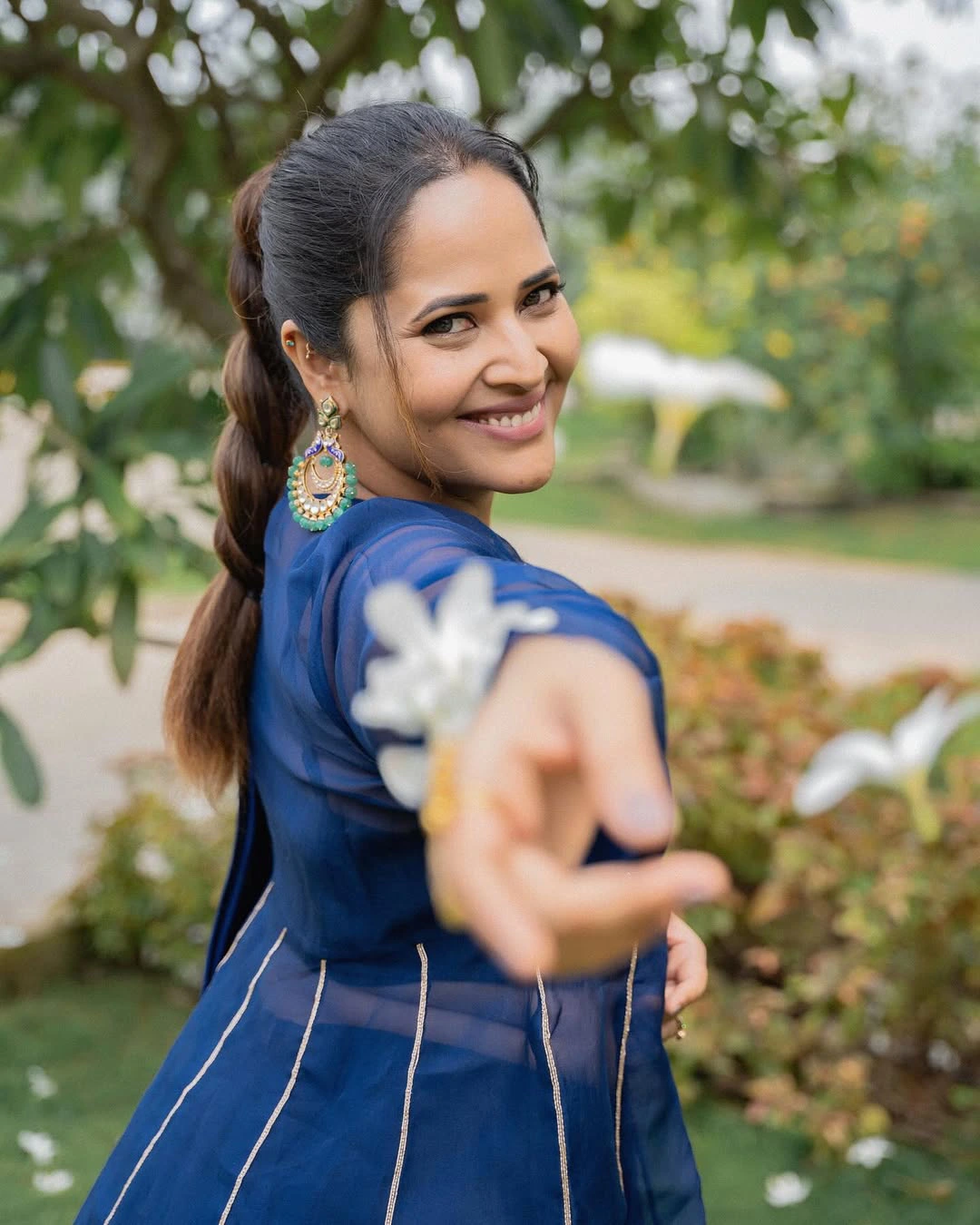 Anasuya Bharadwaj Stunning Looks in Blue Dress