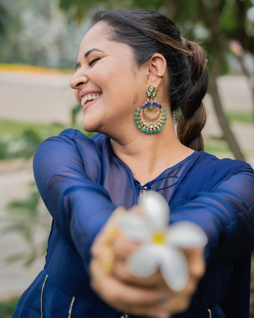 Anasuya Bharadwaj Stunning Looks in Blue Dress