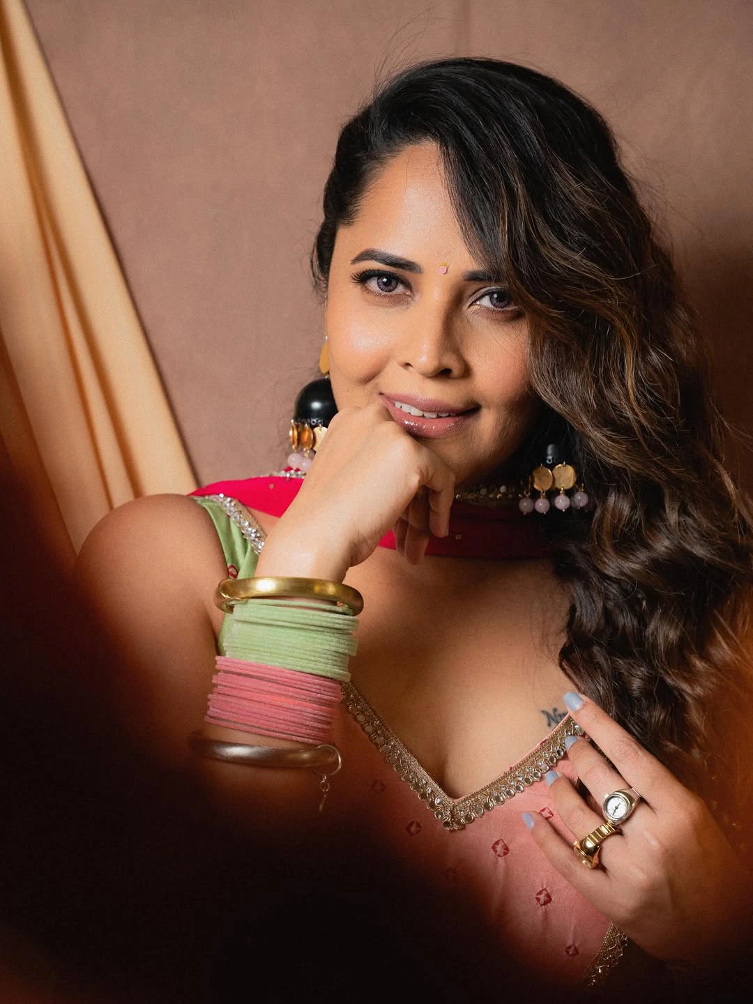 Anasuya Bharadwaj Cute Looks in Simple Lehenga Dress